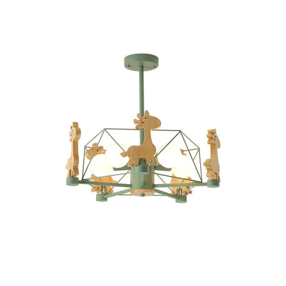 Elegant Wooden Deer Chandelier - Adjustable Height, Eco-Friendly Desig