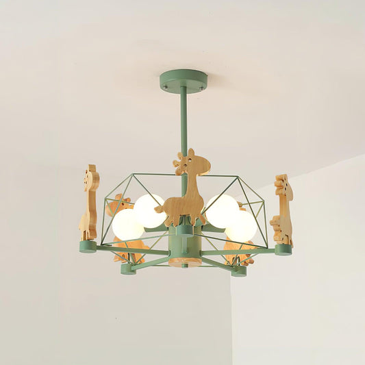 Elegant Wooden Deer Chandelier - Adjustable Height, Eco-Friendly Desig