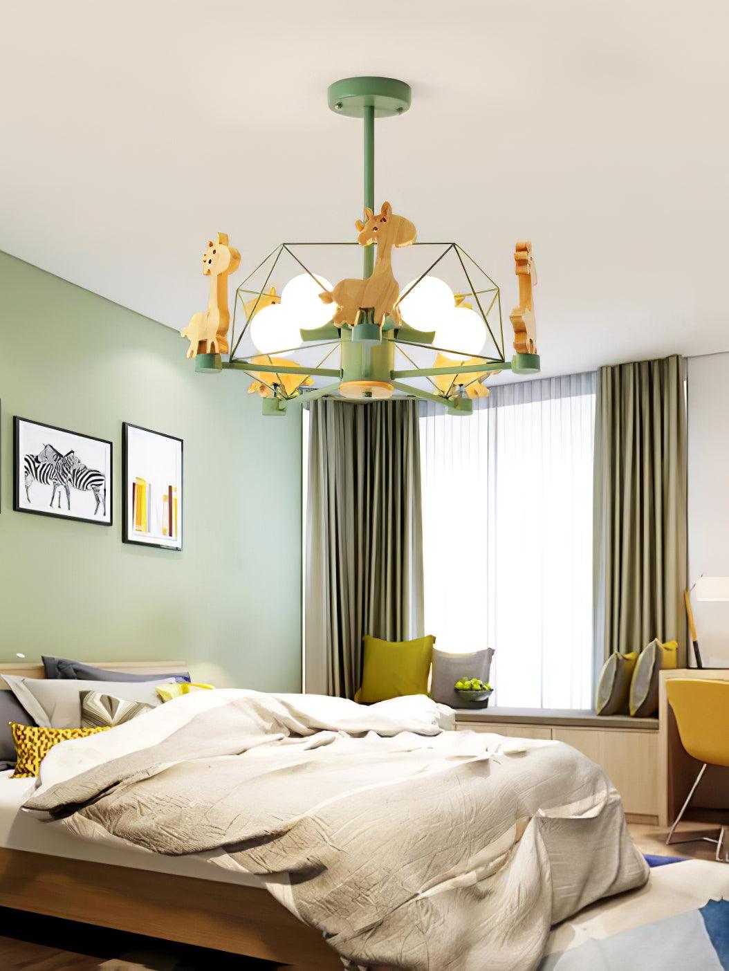 Elegant Wooden Deer Chandelier - Adjustable Height, Eco-Friendly Desig