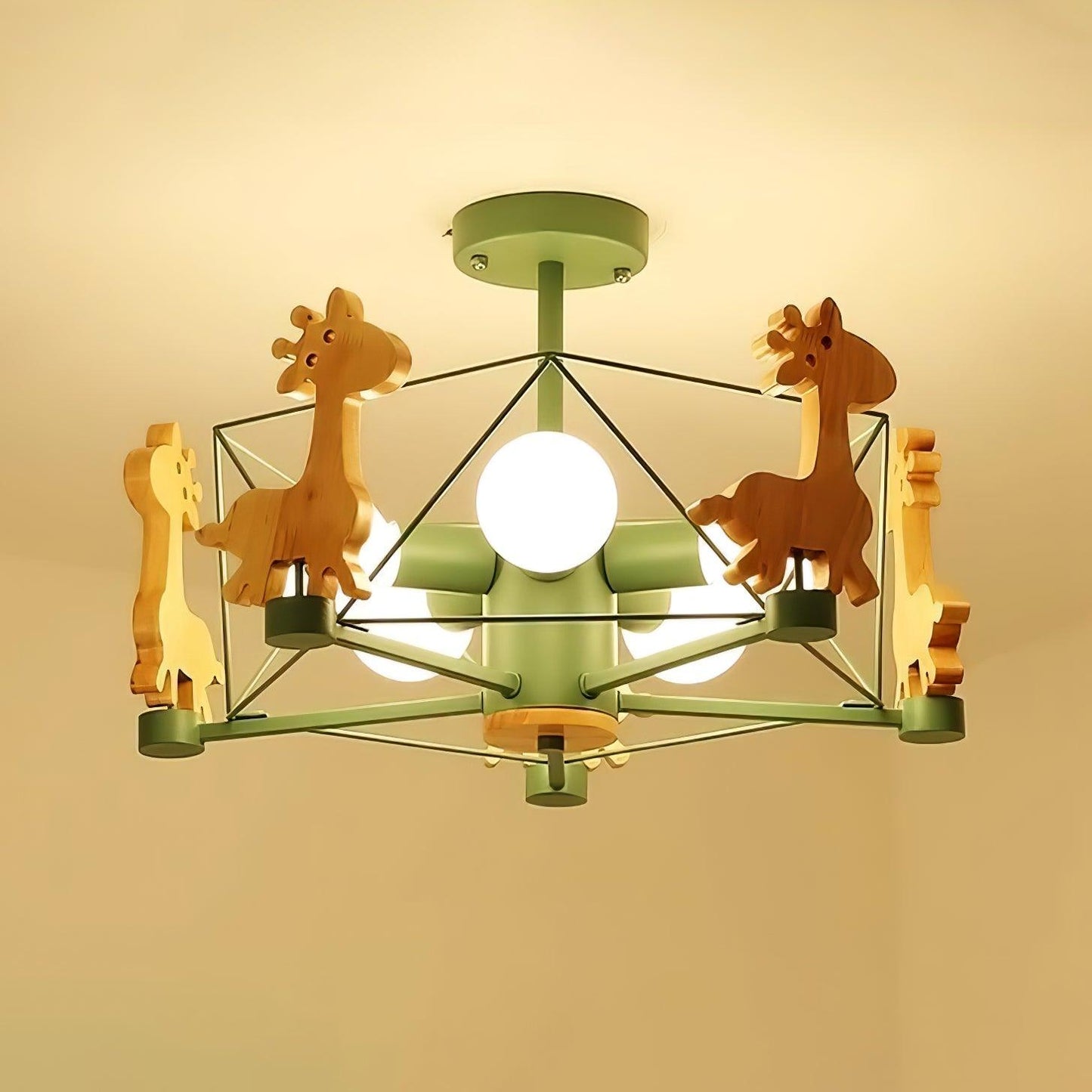 Elegant Wooden Deer Chandelier - Adjustable Height, Eco-Friendly Desig