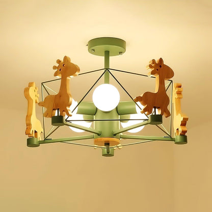 Elegant Wooden Deer Chandelier - Adjustable Height, Eco-Friendly Desig