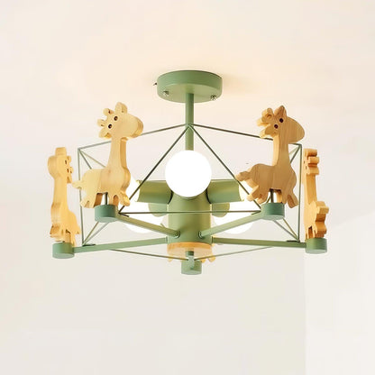 Elegant Wooden Deer Chandelier - Adjustable Height, Eco-Friendly Desig
