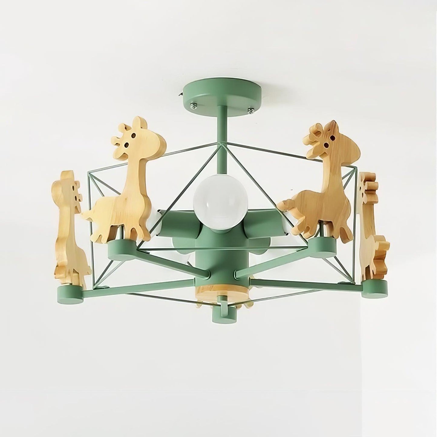 Elegant Wooden Deer Chandelier - Adjustable Height, Eco-Friendly Desig