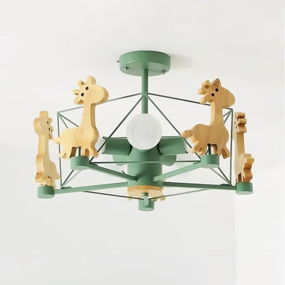 Elegant Wooden Deer Chandelier - Adjustable Height, Eco-Friendly Desig