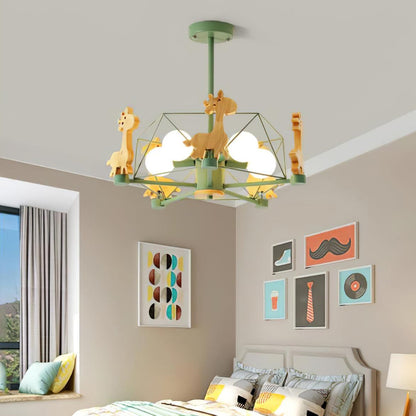 Elegant Wooden Deer Chandelier - Adjustable Height, Eco-Friendly Desig