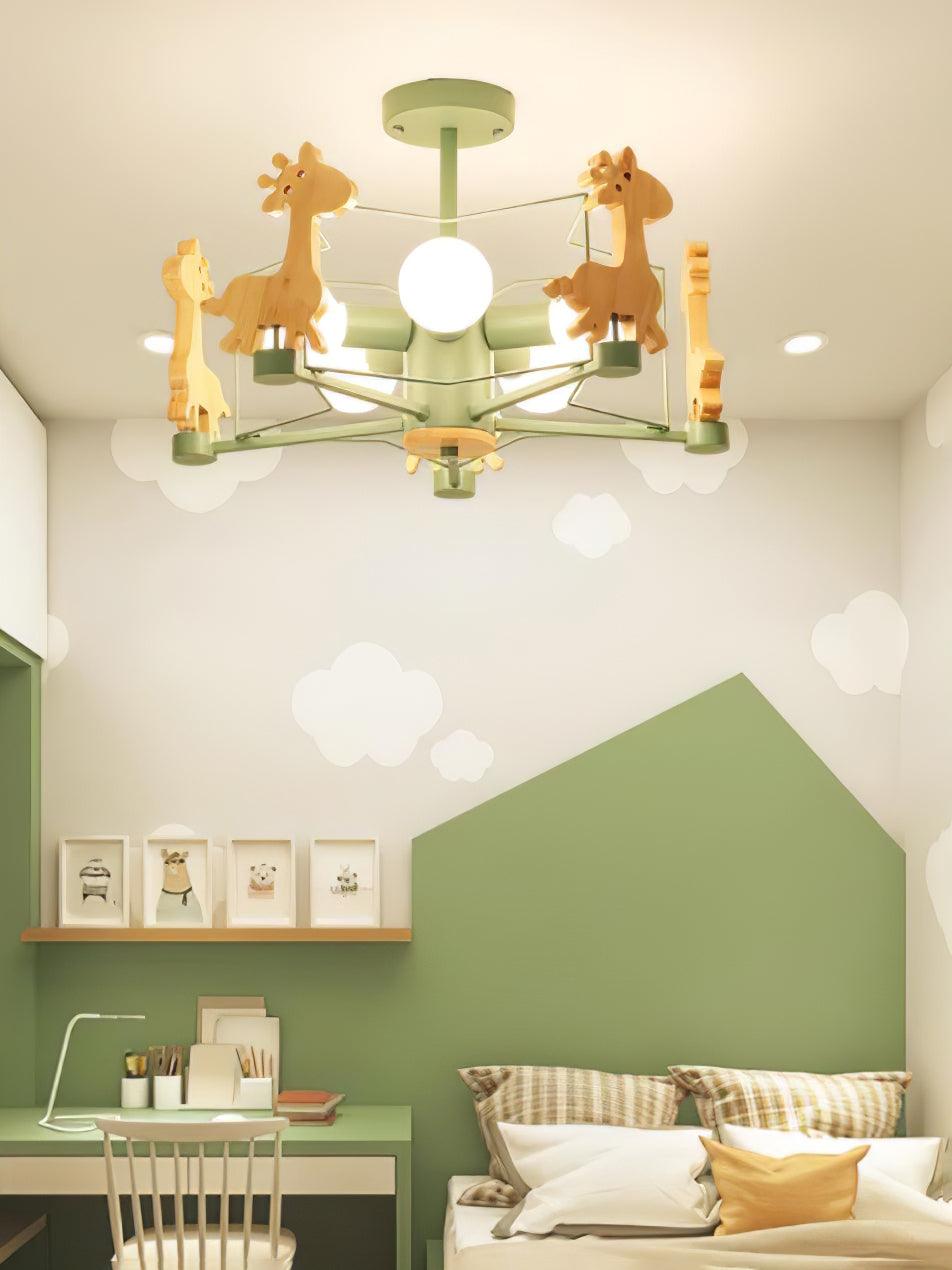 Elegant Wooden Deer Chandelier - Adjustable Height, Eco-Friendly Desig