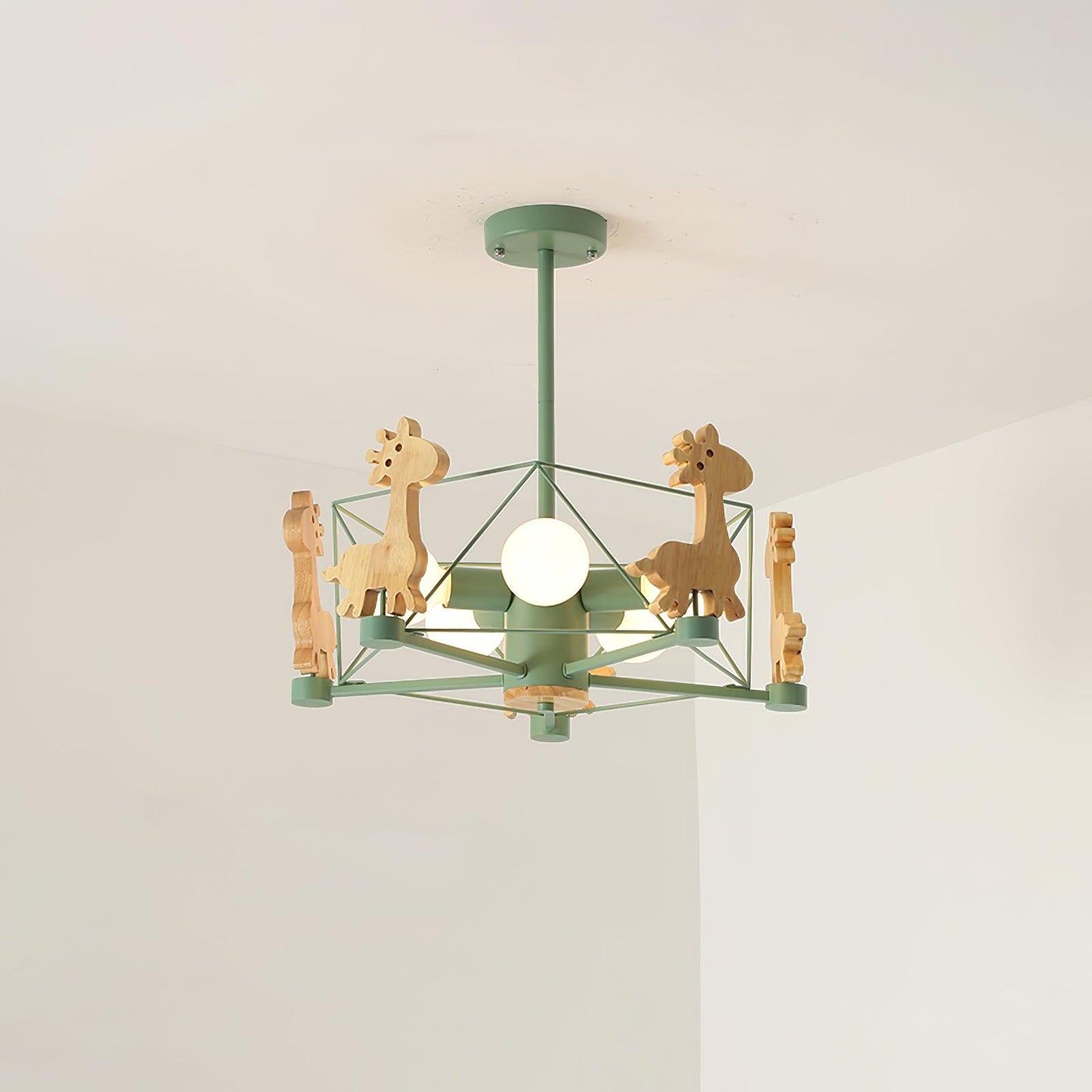 Elegant Wooden Deer Chandelier - Adjustable Height, Eco-Friendly Desig