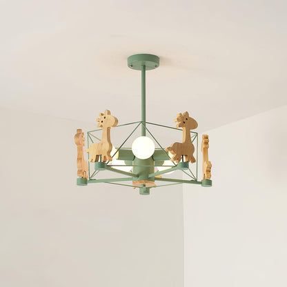 Elegant Wooden Deer Chandelier - Adjustable Height, Eco-Friendly Desig