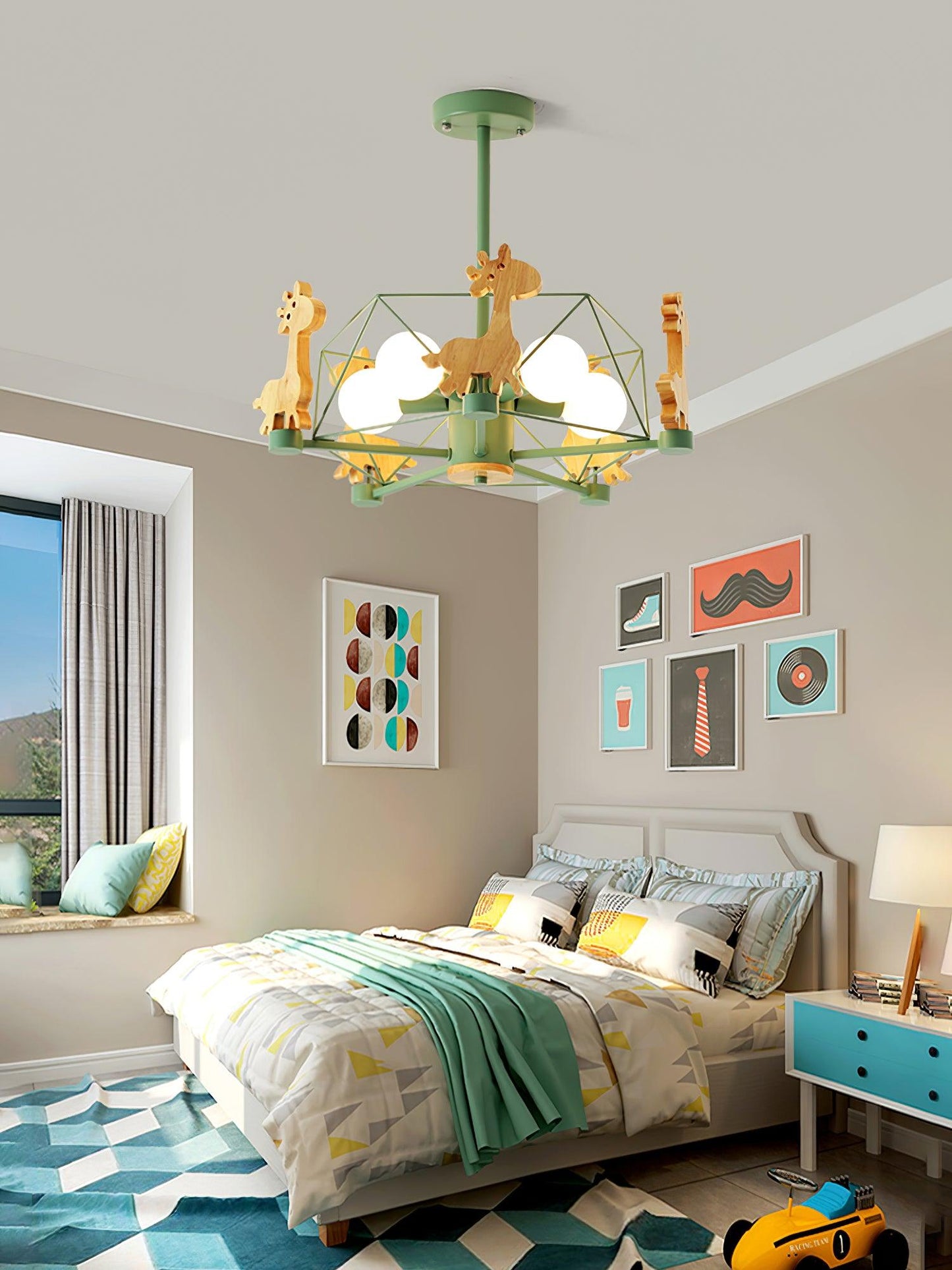 Elegant Wooden Deer Chandelier - Adjustable Height, Eco-Friendly Desig