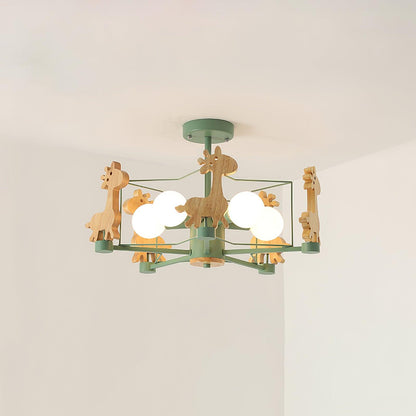 Elegant Wooden Deer Chandelier - Adjustable Height, Eco-Friendly Desig