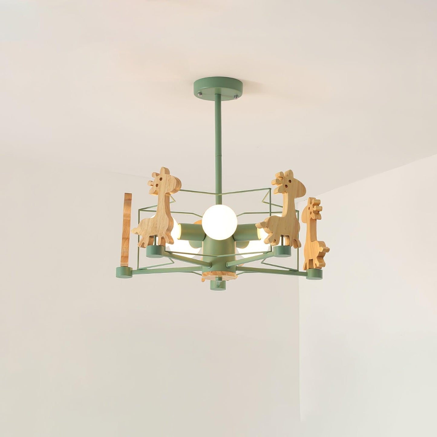 Elegant Wooden Deer Chandelier - Adjustable Height, Eco-Friendly Desig