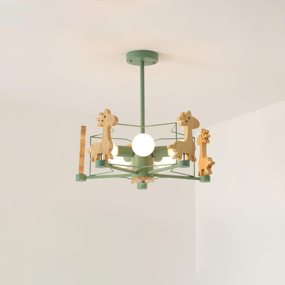 Elegant Wooden Deer Chandelier - Adjustable Height, Eco-Friendly Desig