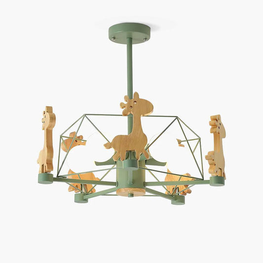 Elegant Wooden Deer Chandelier - Adjustable Height, Eco-Friendly Desig