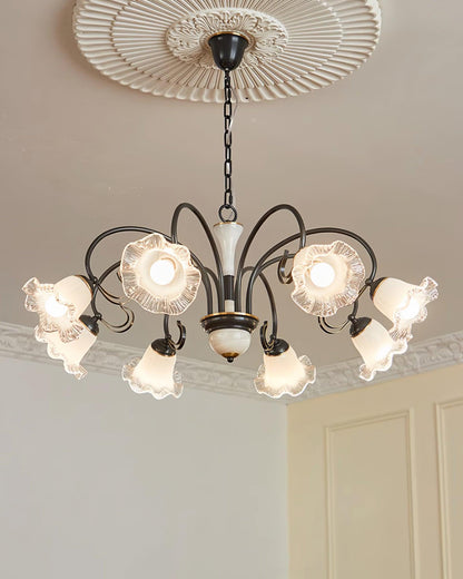 Elegant Black Chandelier - Modern Design with Adjustable Height & LED