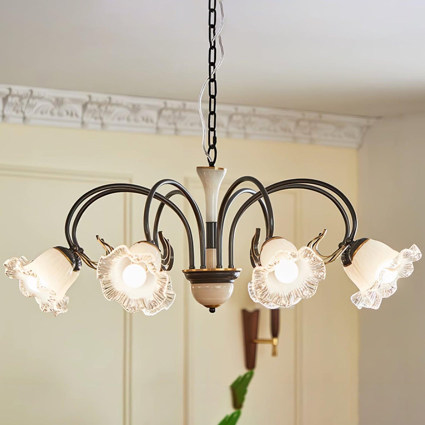 Elegant Black Chandelier - Modern Design with Adjustable Height & LED