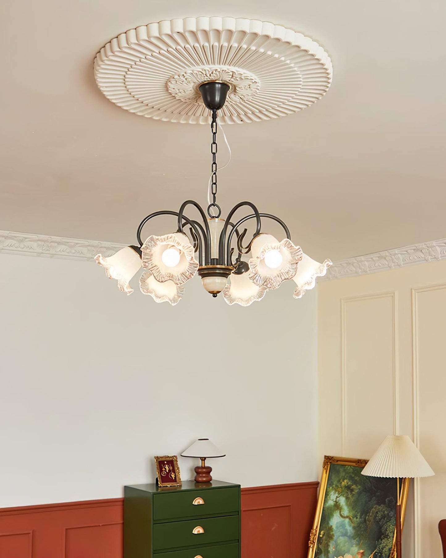 Elegant Black Chandelier - Modern Design with Adjustable Height & LED