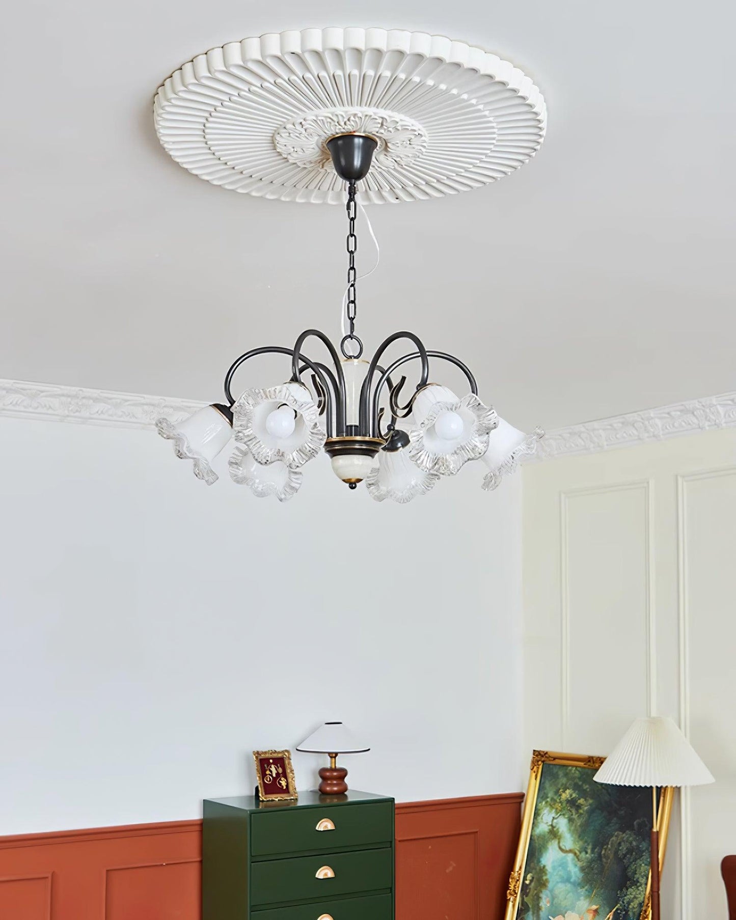 Elegant Black Chandelier - Modern Design with Adjustable Height & LED