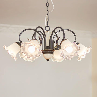 Elegant Black Chandelier - Modern Design with Adjustable Height & LED