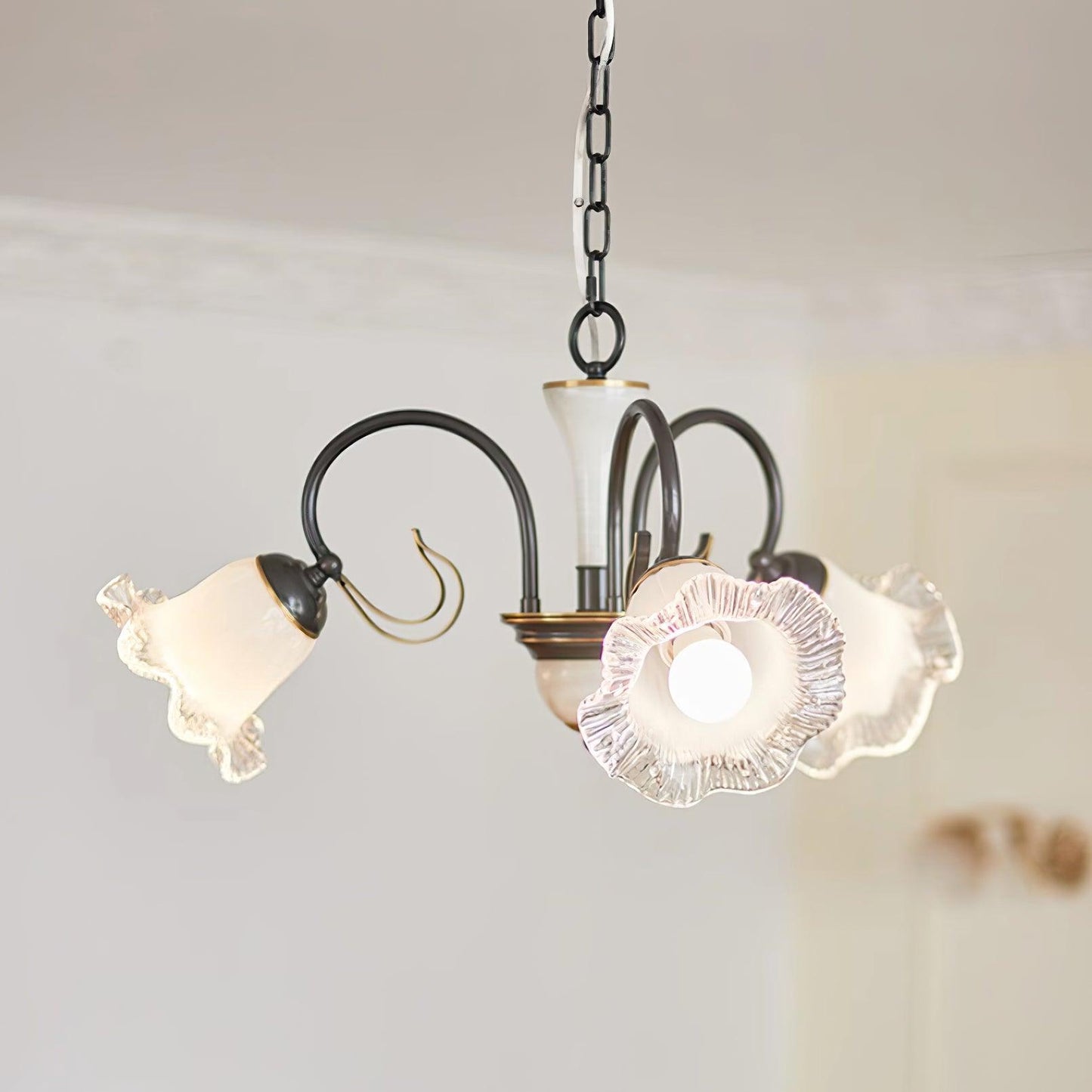 Elegant Black Chandelier - Modern Design with Adjustable Height & LED