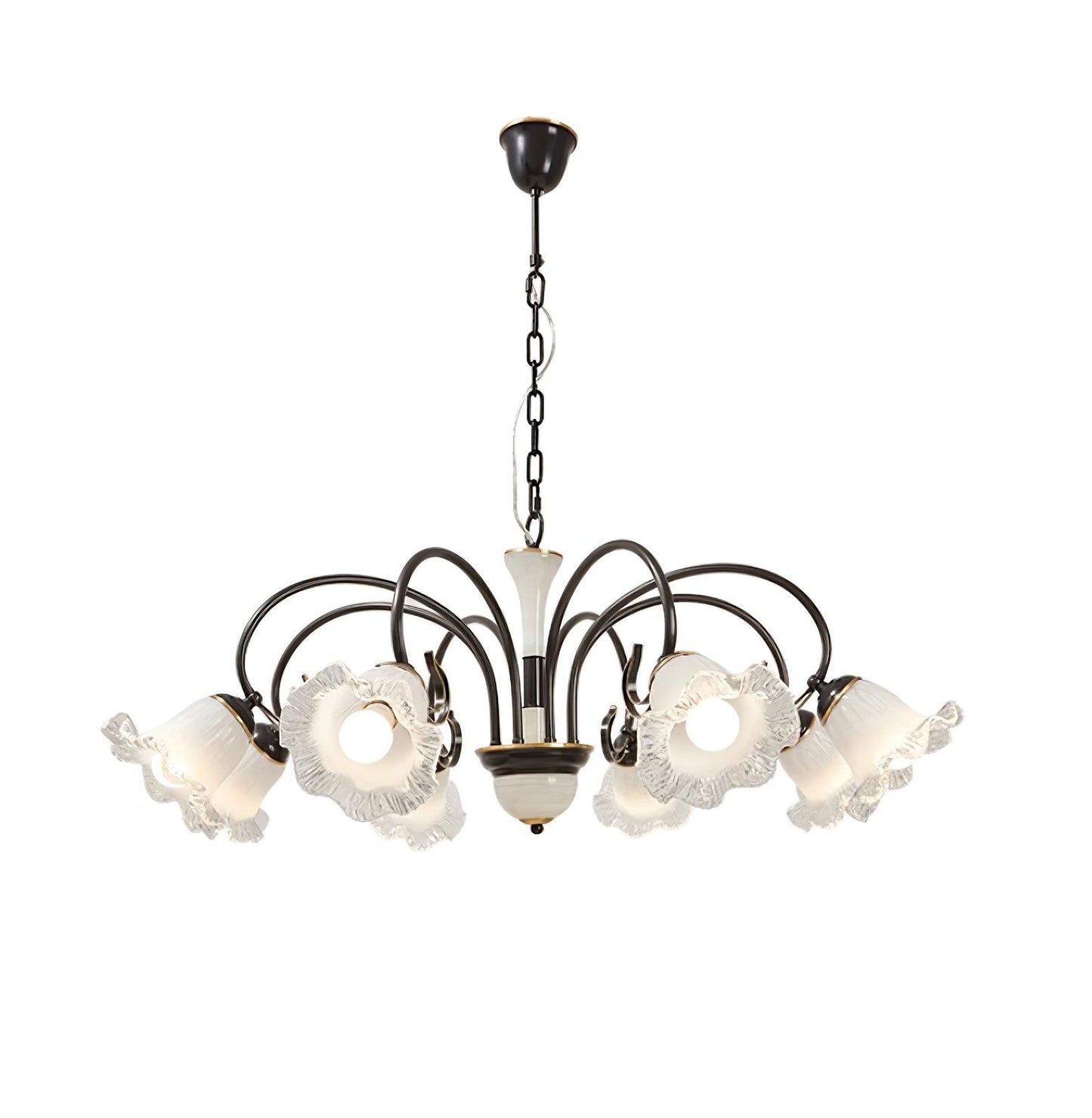 Elegant Black Chandelier - Modern Design with Adjustable Height & LED
