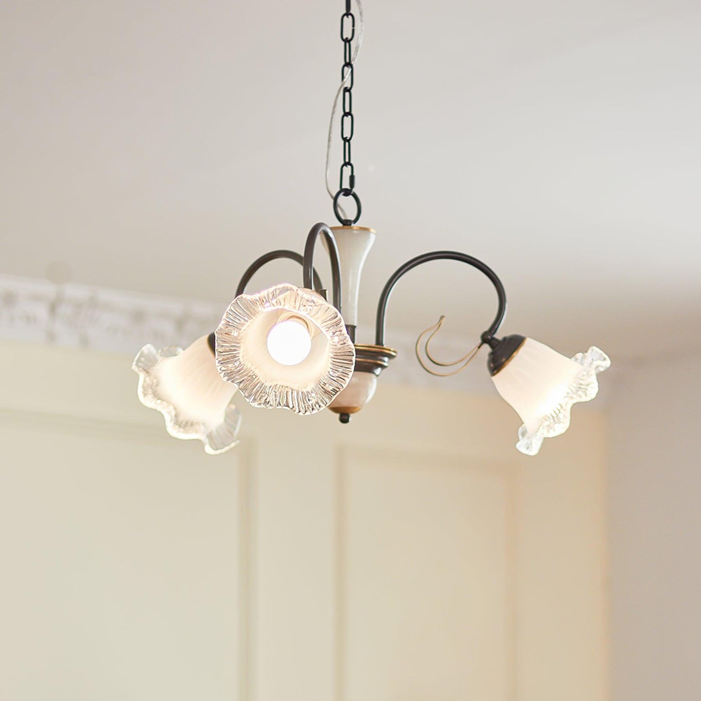 Elegant Black Chandelier - Modern Design with Adjustable Height & LED