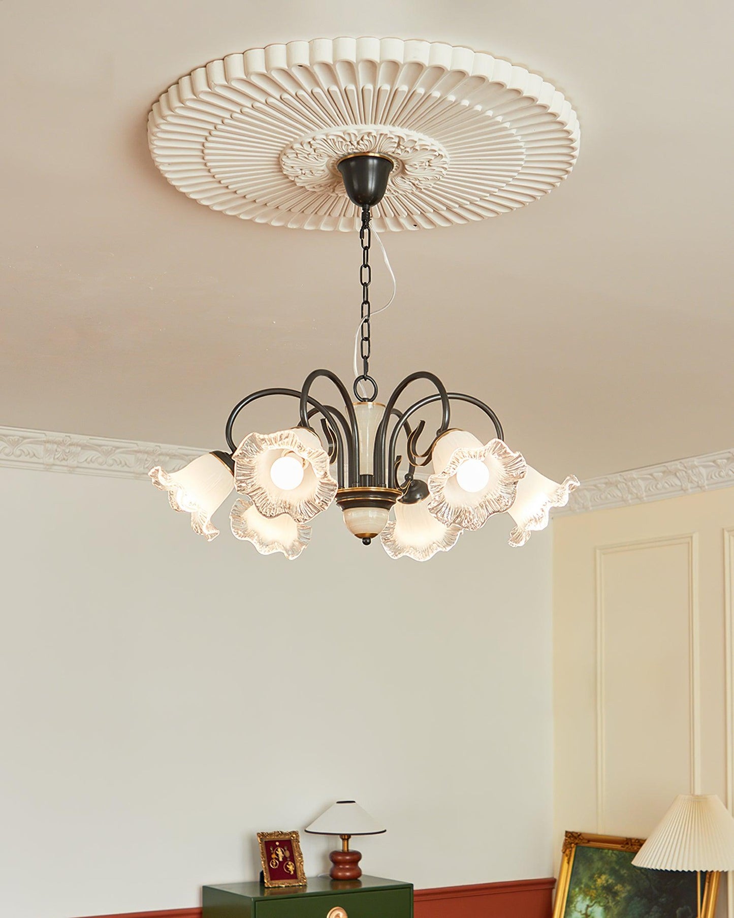Elegant Black Chandelier - Modern Design with Adjustable Height & LED