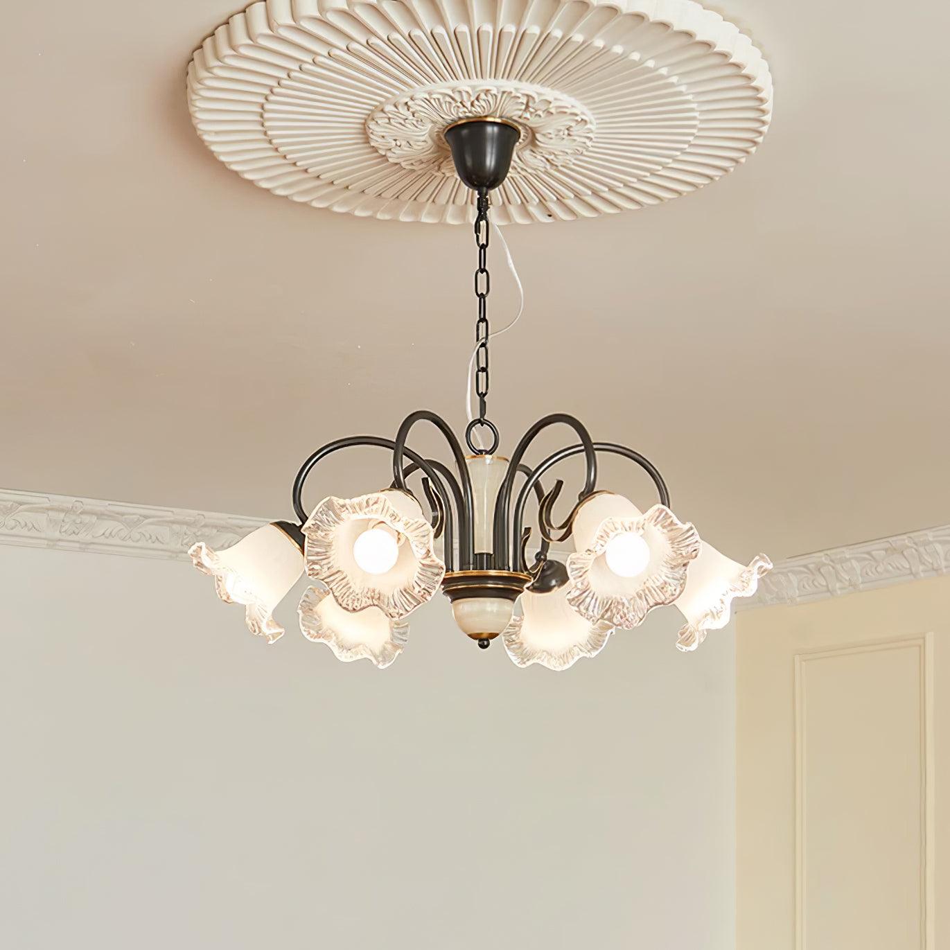 Elegant Black Chandelier - Modern Design with Adjustable Height & LED