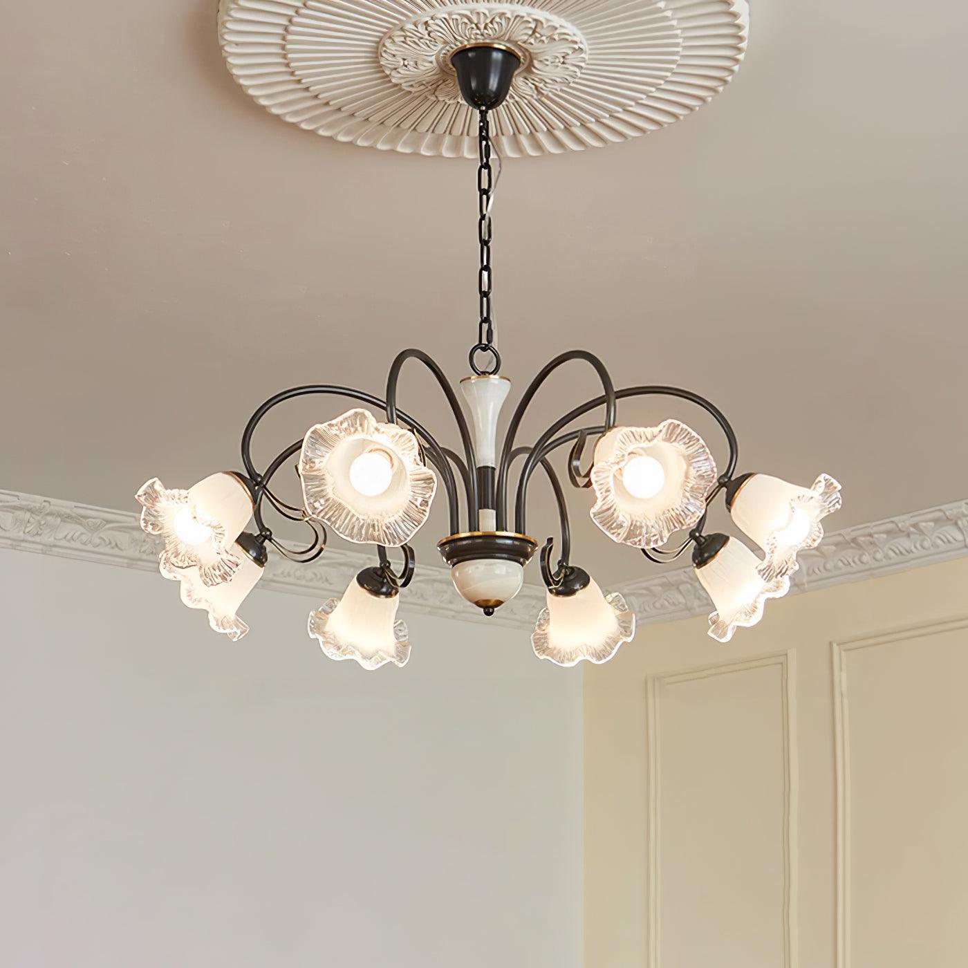 Elegant Black Chandelier - Modern Design with Adjustable Height & LED