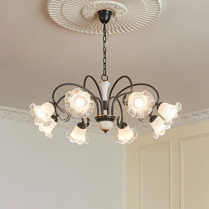 Elegant Black Chandelier - Modern Design with Adjustable Height & LED