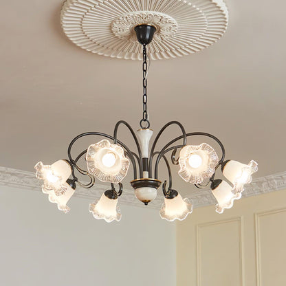 Elegant Black Chandelier - Modern Design with Adjustable Height & LED