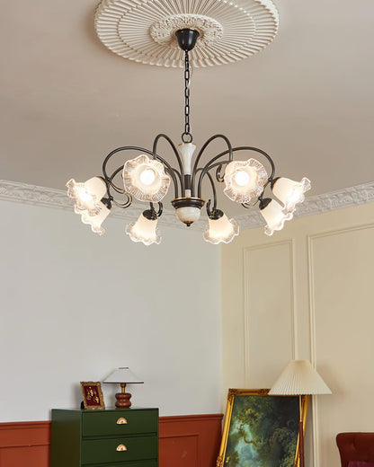 Elegant Black Chandelier - Modern Design with Adjustable Height & LED