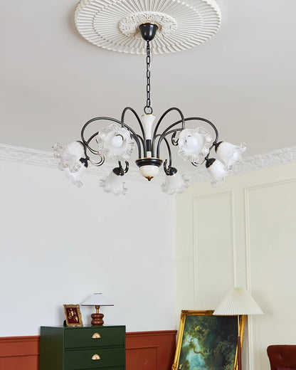 Elegant Black Chandelier - Modern Design with Adjustable Height & LED