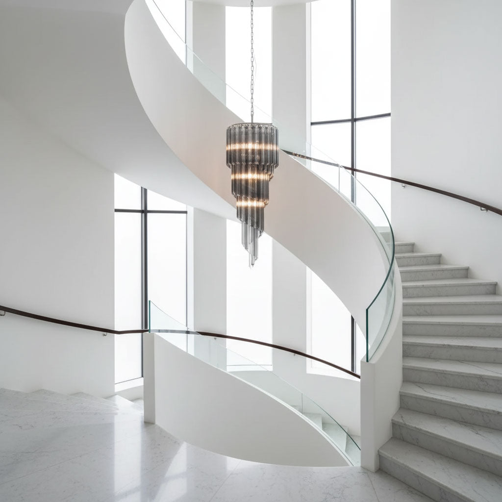 Lucente Noir Spiral Chandelier - Elegant Design with Adjustable Height