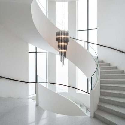 Lucente Noir Spiral Chandelier - Elegant Design with Adjustable Height