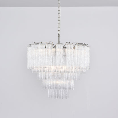 Lucente Glass Chandelier - Elegant Design with Adjustable Height & LED