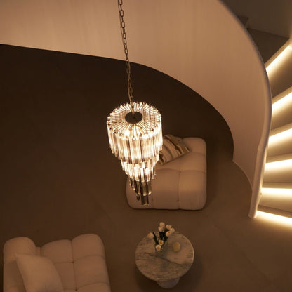 Lucente Noir Spiral Chandelier - Elegant Design with Adjustable Height