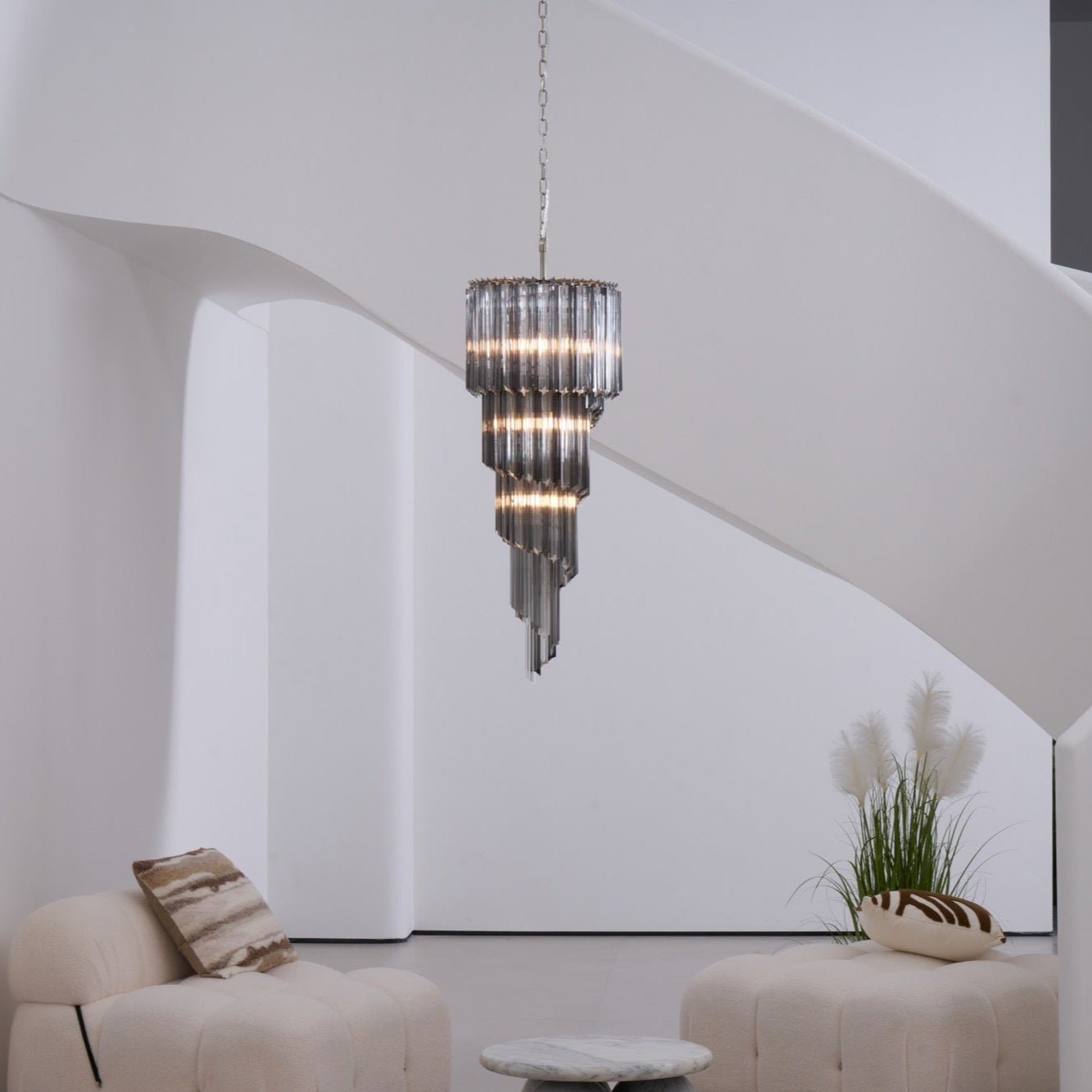 Lucente Noir Spiral Chandelier - Elegant Design with Adjustable Height