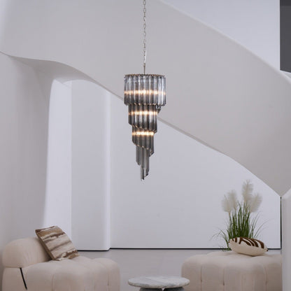 Lucente Noir Spiral Chandelier - Elegant Design with Adjustable Height