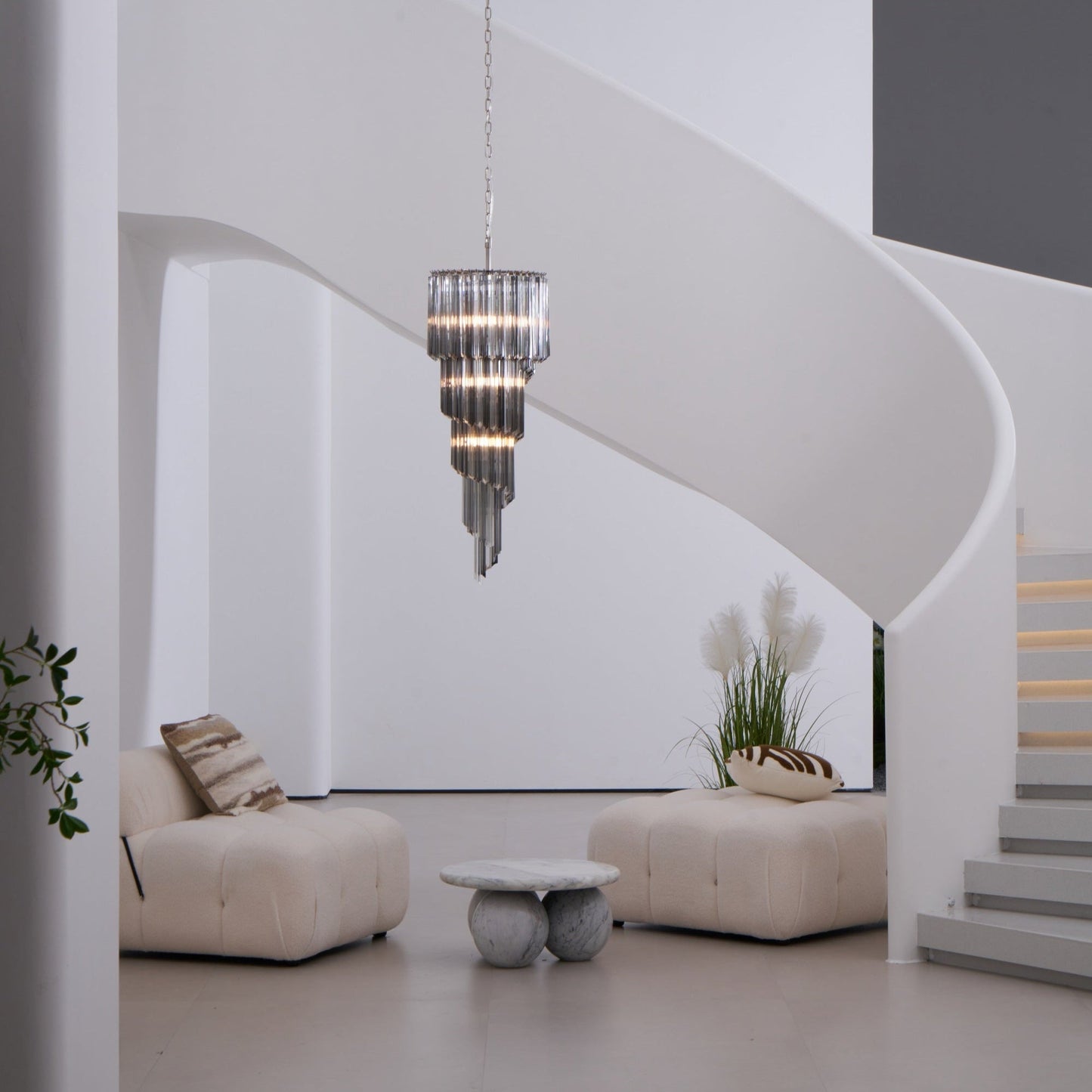 Lucente Noir Spiral Chandelier - Elegant Design with Adjustable Height