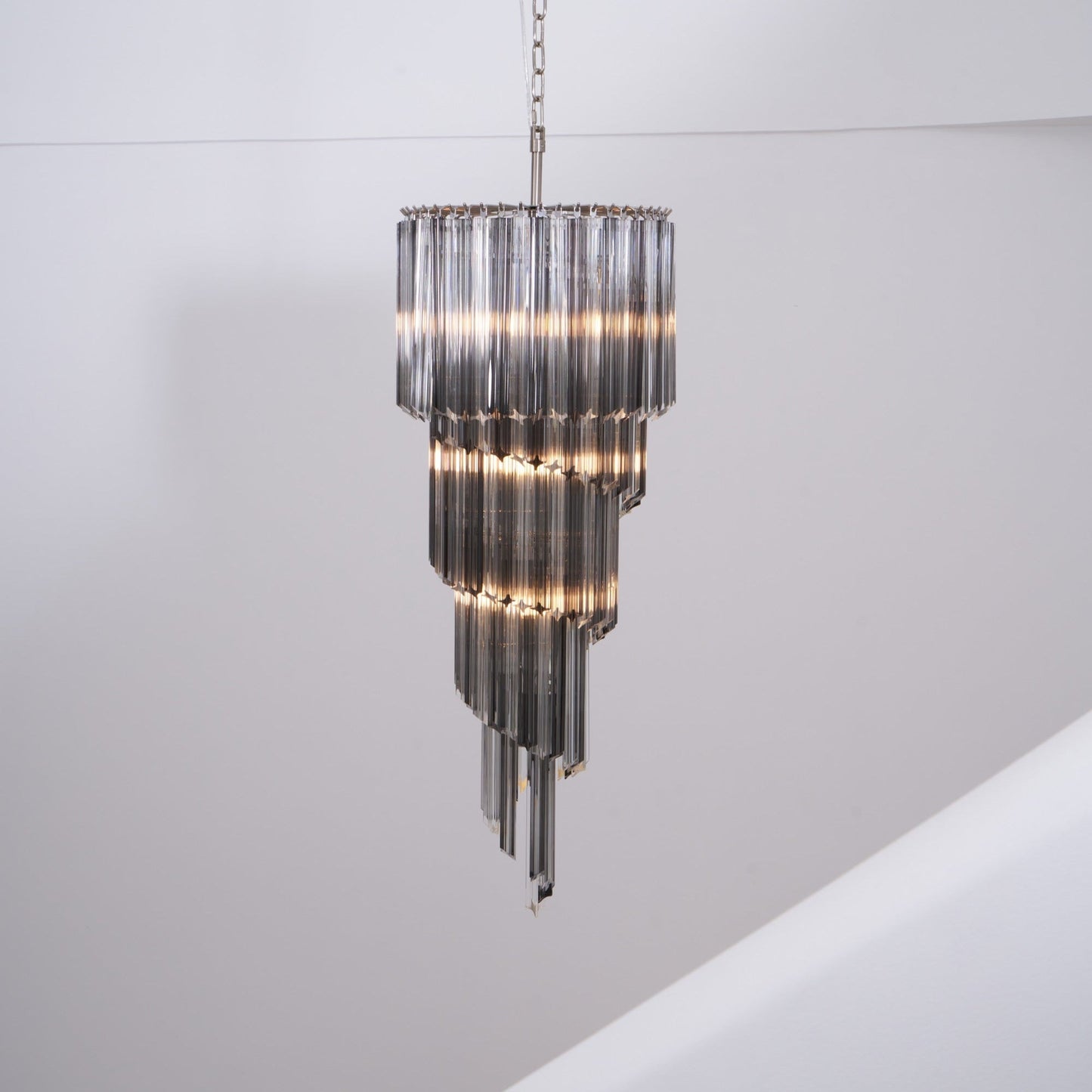 Lucente Noir Spiral Chandelier - Elegant Design with Adjustable Height