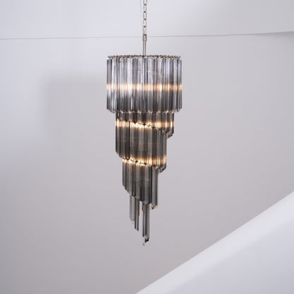 Lucente Noir Spiral Chandelier - Elegant Design with Adjustable Height