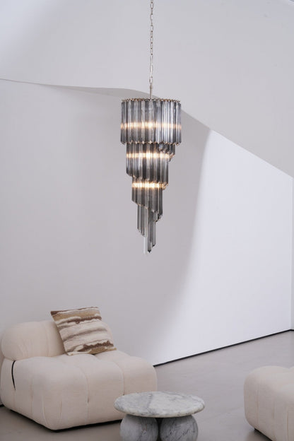 Lucente Noir Spiral Chandelier - Elegant Design with Adjustable Height