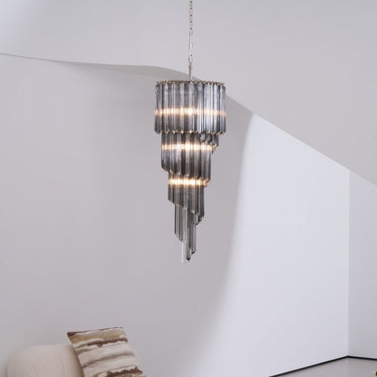 Lucente Noir Spiral Chandelier - Elegant Design with Adjustable Height