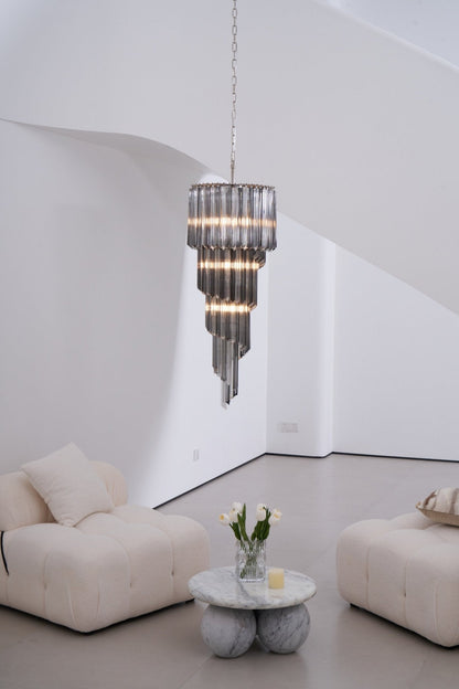 Lucente Noir Spiral Chandelier - Elegant Design with Adjustable Height
