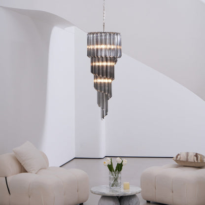 Lucente Noir Spiral Chandelier - Elegant Design with Adjustable Height