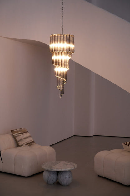 Lucente Noir Spiral Chandelier - Elegant Design with Adjustable Height