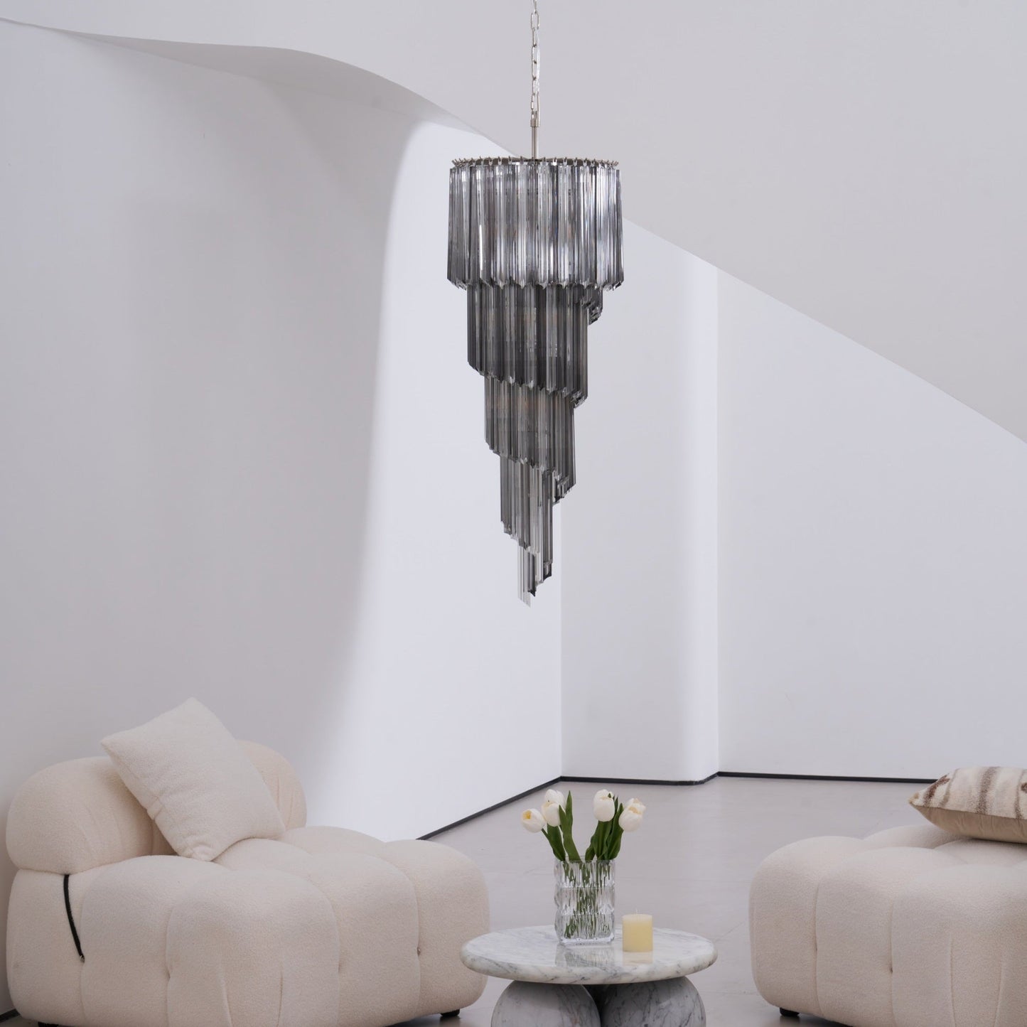 Lucente Noir Spiral Chandelier - Elegant Design with Adjustable Height