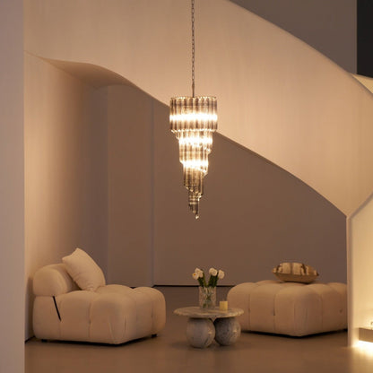 Lucente Noir Spiral Chandelier - Elegant Design with Adjustable Height