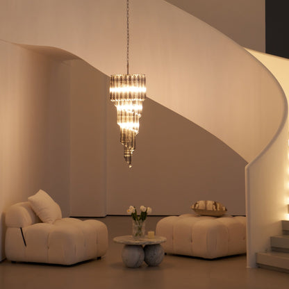 Lucente Noir Spiral Chandelier - Elegant Design with Adjustable Height