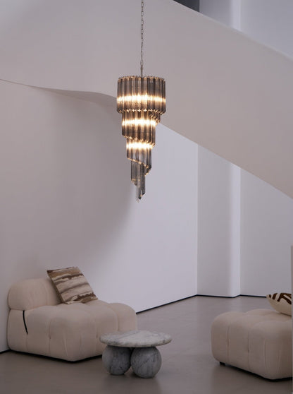 Lucente Noir Spiral Chandelier - Elegant Design with Adjustable Height